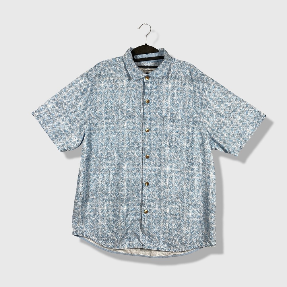 Tommy Bahama Button Up Shirt Mens Large Blue The Coconut Point Tropical Beach